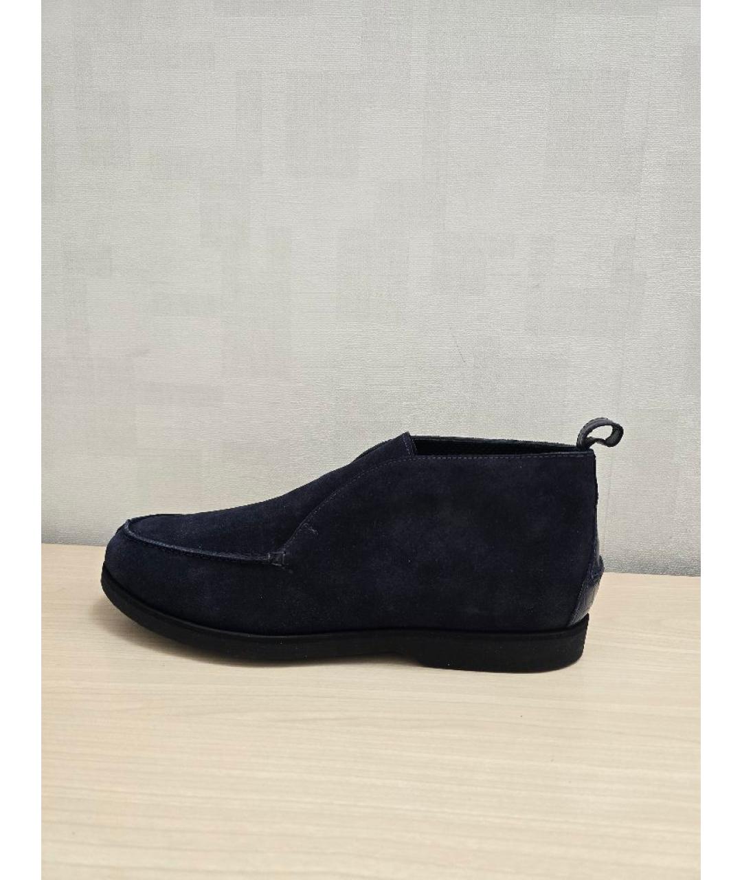 KITON Синие замшевые высокие ботинки, фото 5