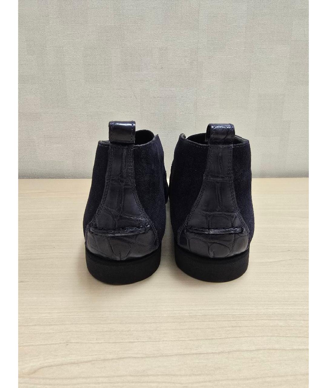 KITON Синие замшевые высокие ботинки, фото 4