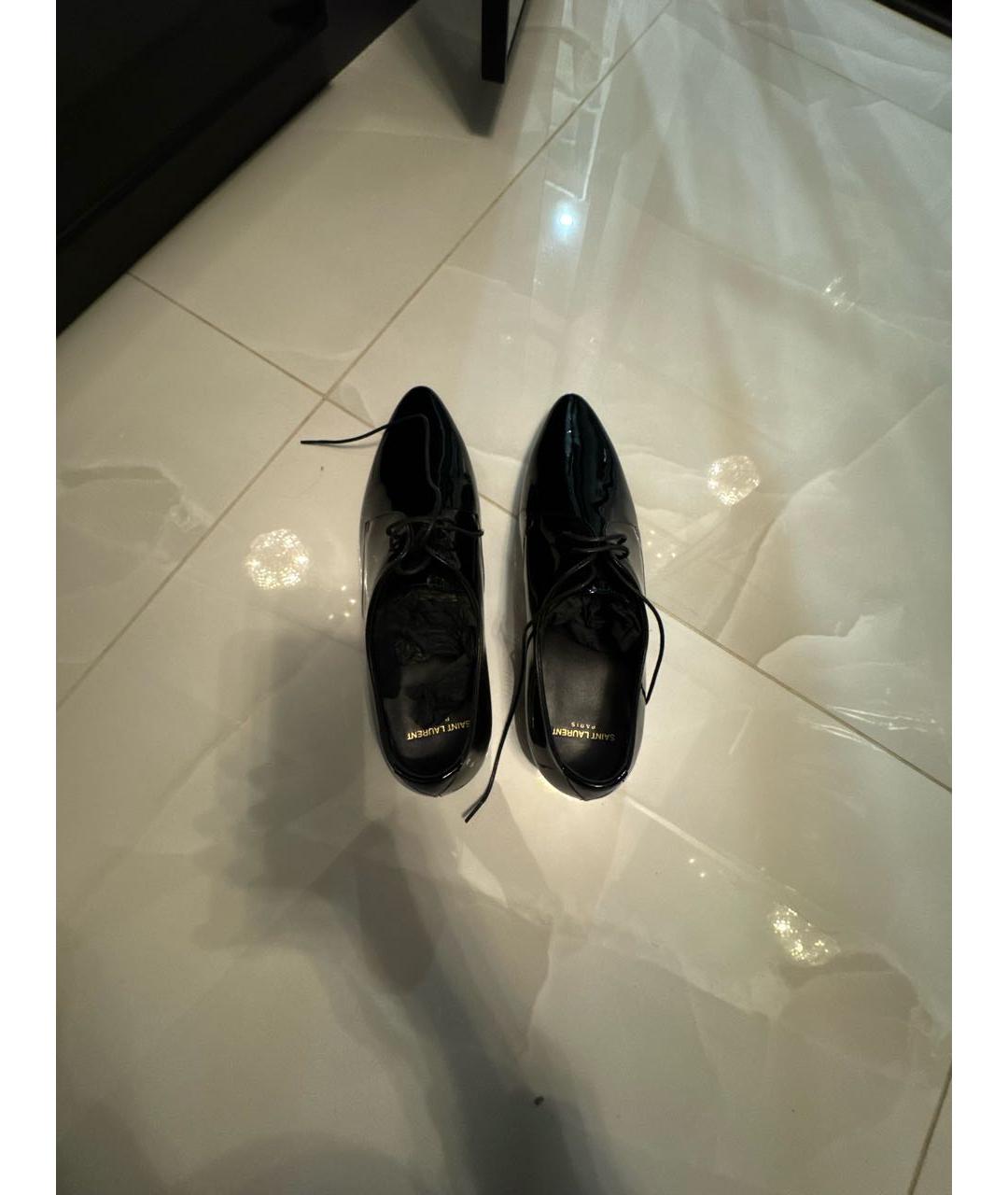 SAINT LAURENT Черные брогги и оксфорды из лакированной кожи, фото 3