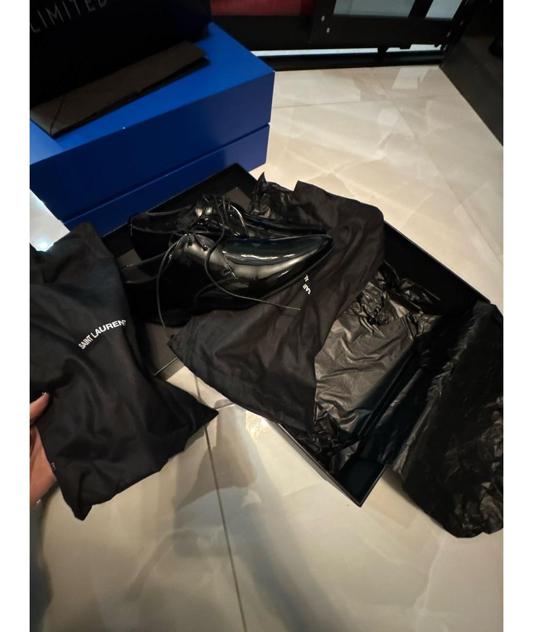 SAINT LAURENT Черные брогги и оксфорды из лакированной кожи, фото 5