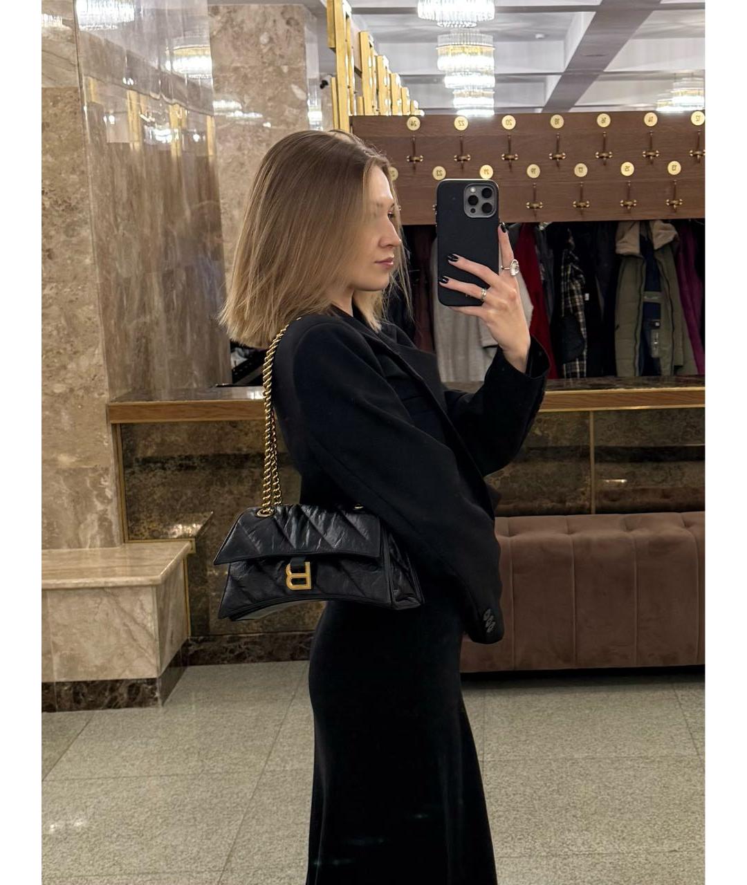 BALENCIAGA Черная кожаная сумка через плечо, фото 6