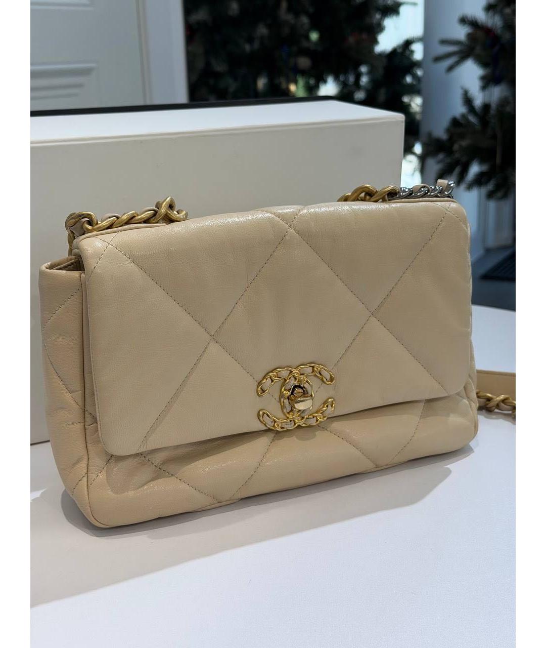 CHANEL Бежевая кожаная сумка через плечо, фото 3