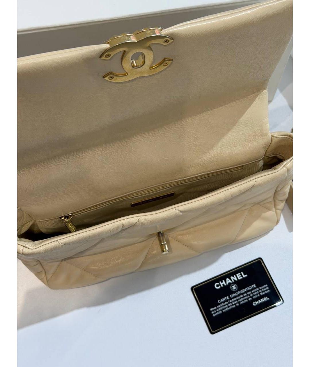 CHANEL Бежевая кожаная сумка через плечо, фото 4