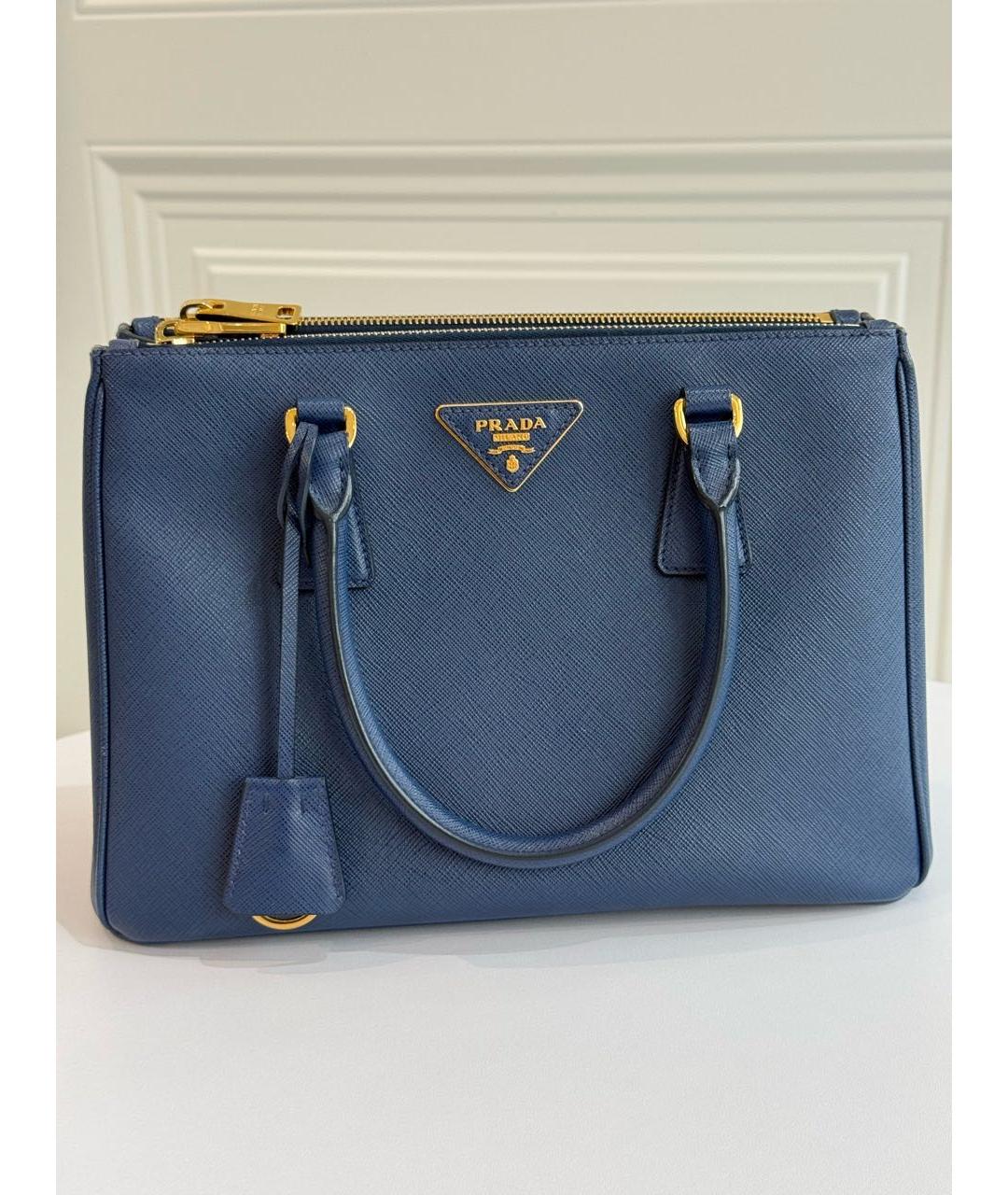 PRADA Синяя кожаная сумка с короткими ручками, фото 6
