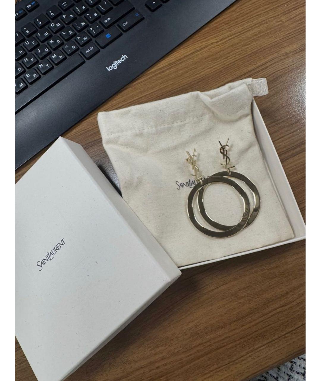 SAINT LAURENT Золотые позолоченные серьги, фото 3