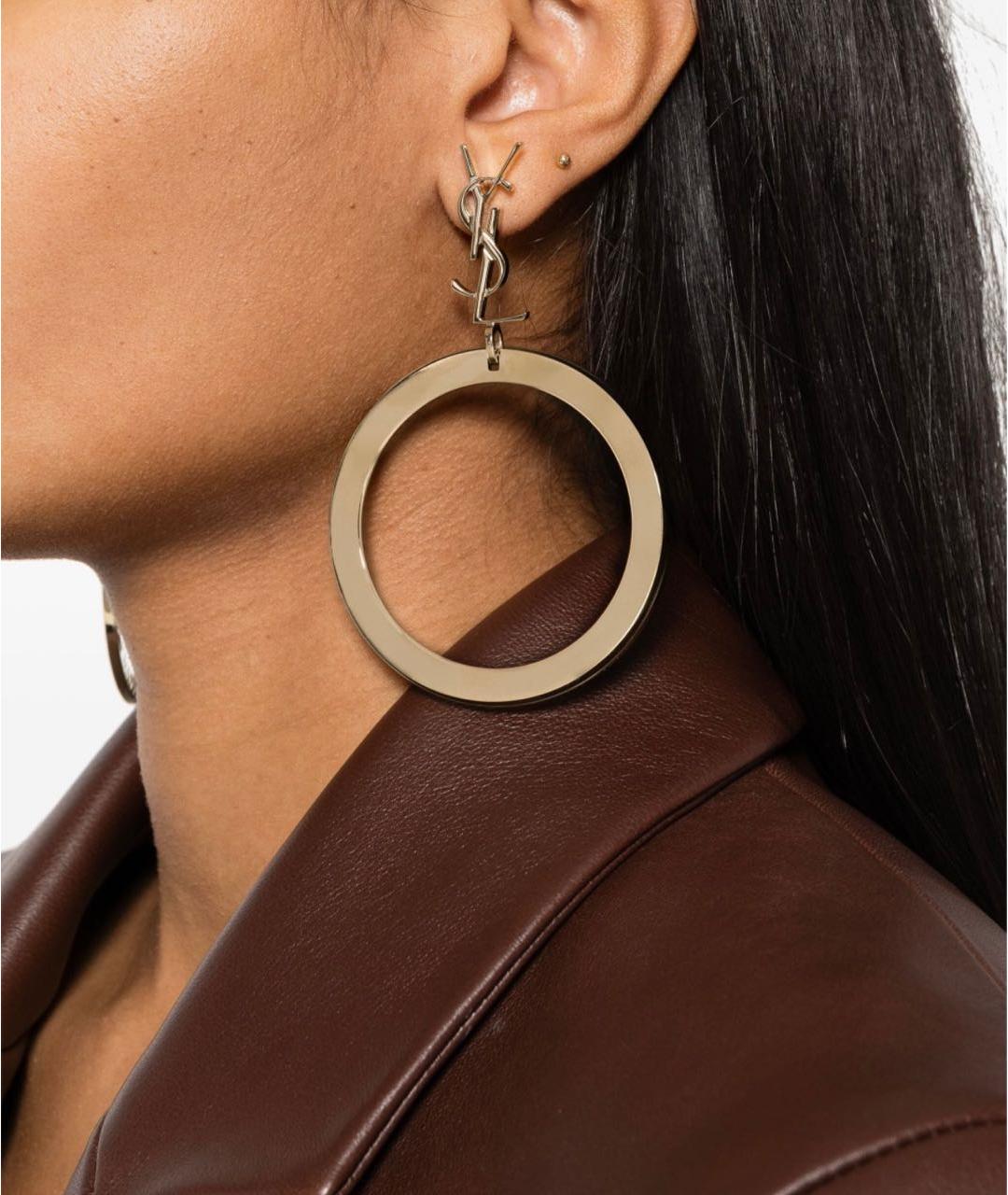 SAINT LAURENT Золотые позолоченные серьги, фото 2