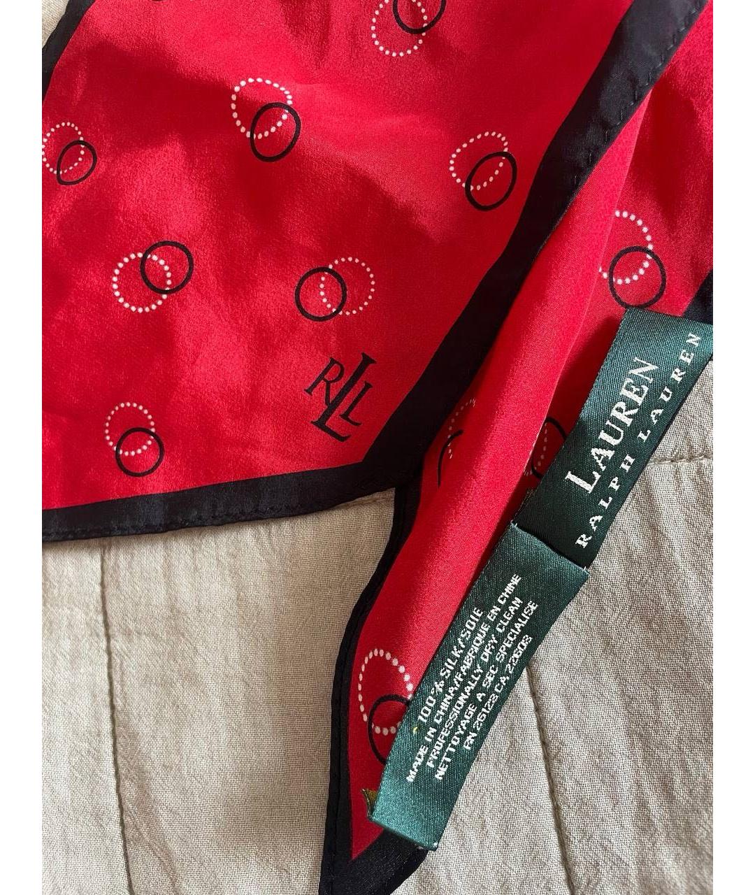 RALPH LAUREN Красный шелковый шарф, фото 3