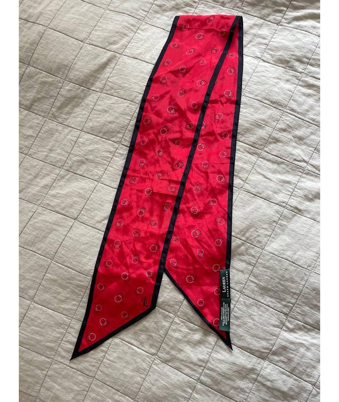 RALPH LAUREN Красный шелковый шарф, фото 5