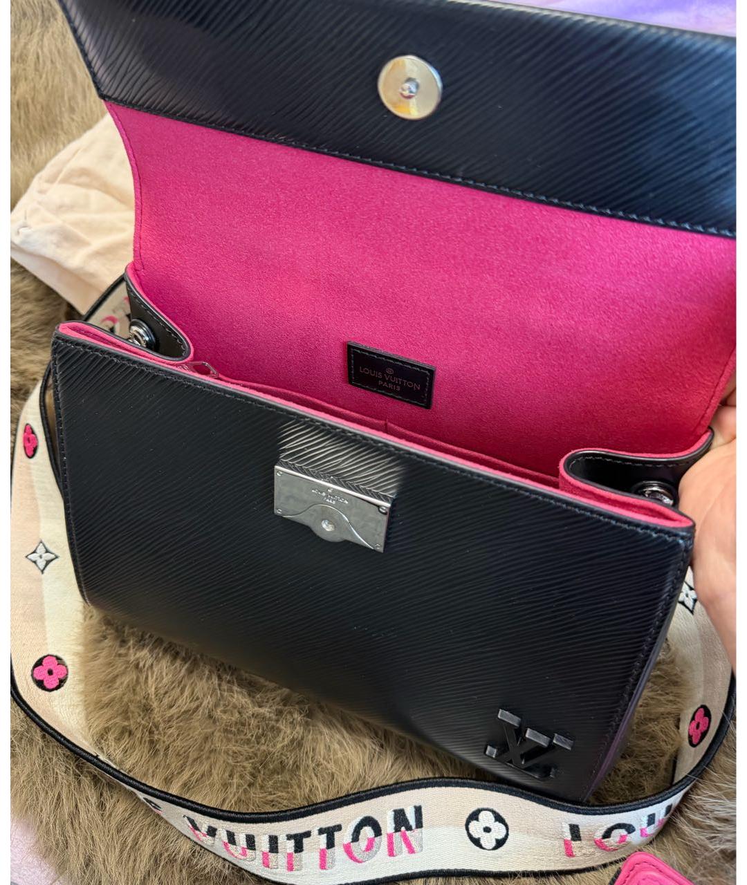 LOUIS VUITTON Черная кожаная сумка через плечо, фото 4