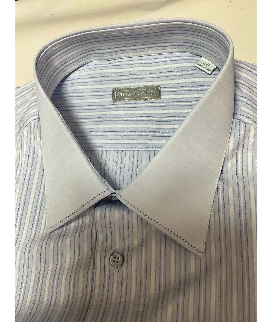 STEFANO RICCI Голубая хлопковая классическая рубашка, фото 4