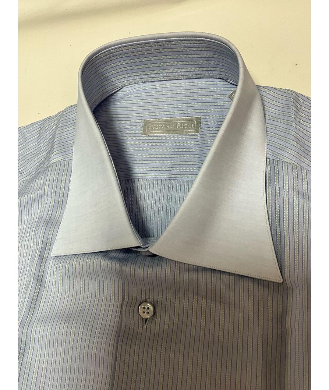 STEFANO RICCI Голубая хлопковая классическая рубашка, фото 3