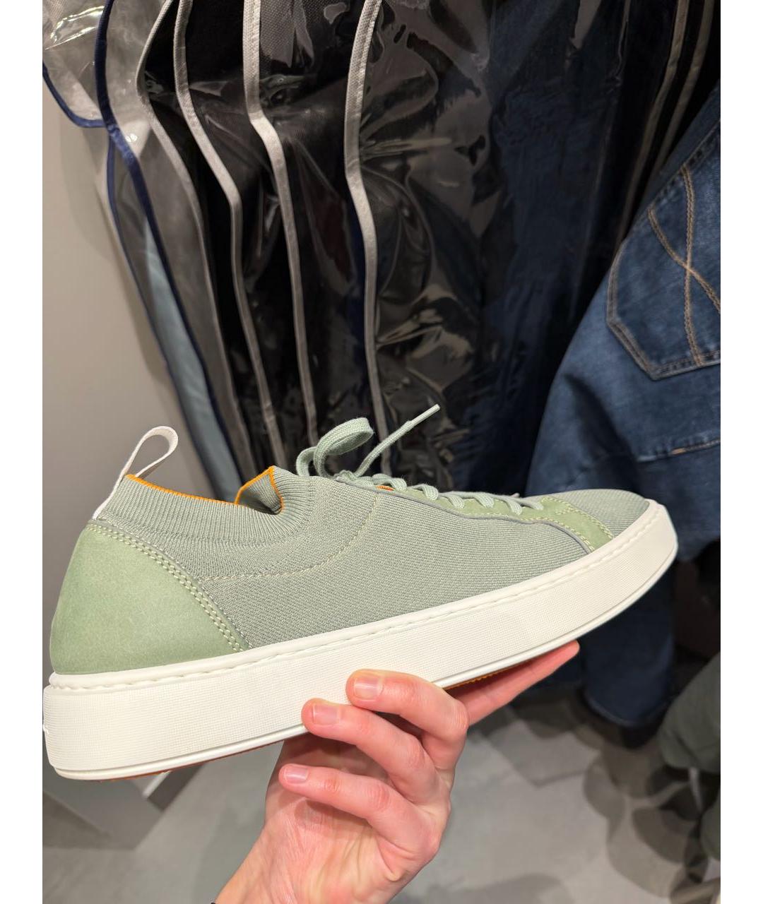 SANTONI Хаки текстильные низкие кроссовки / кеды, фото 6