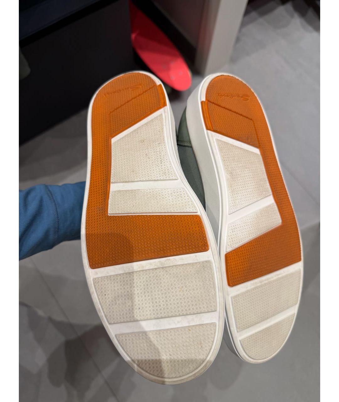 SANTONI Хаки текстильные низкие кроссовки / кеды, фото 5