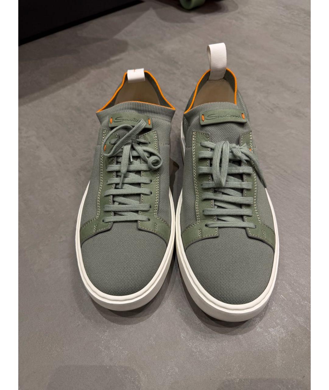 SANTONI Хаки текстильные низкие кроссовки / кеды, фото 3
