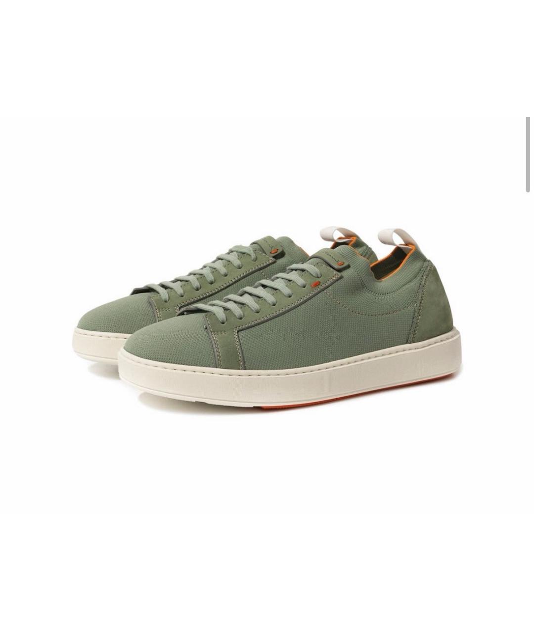 SANTONI Хаки текстильные низкие кроссовки / кеды, фото 2