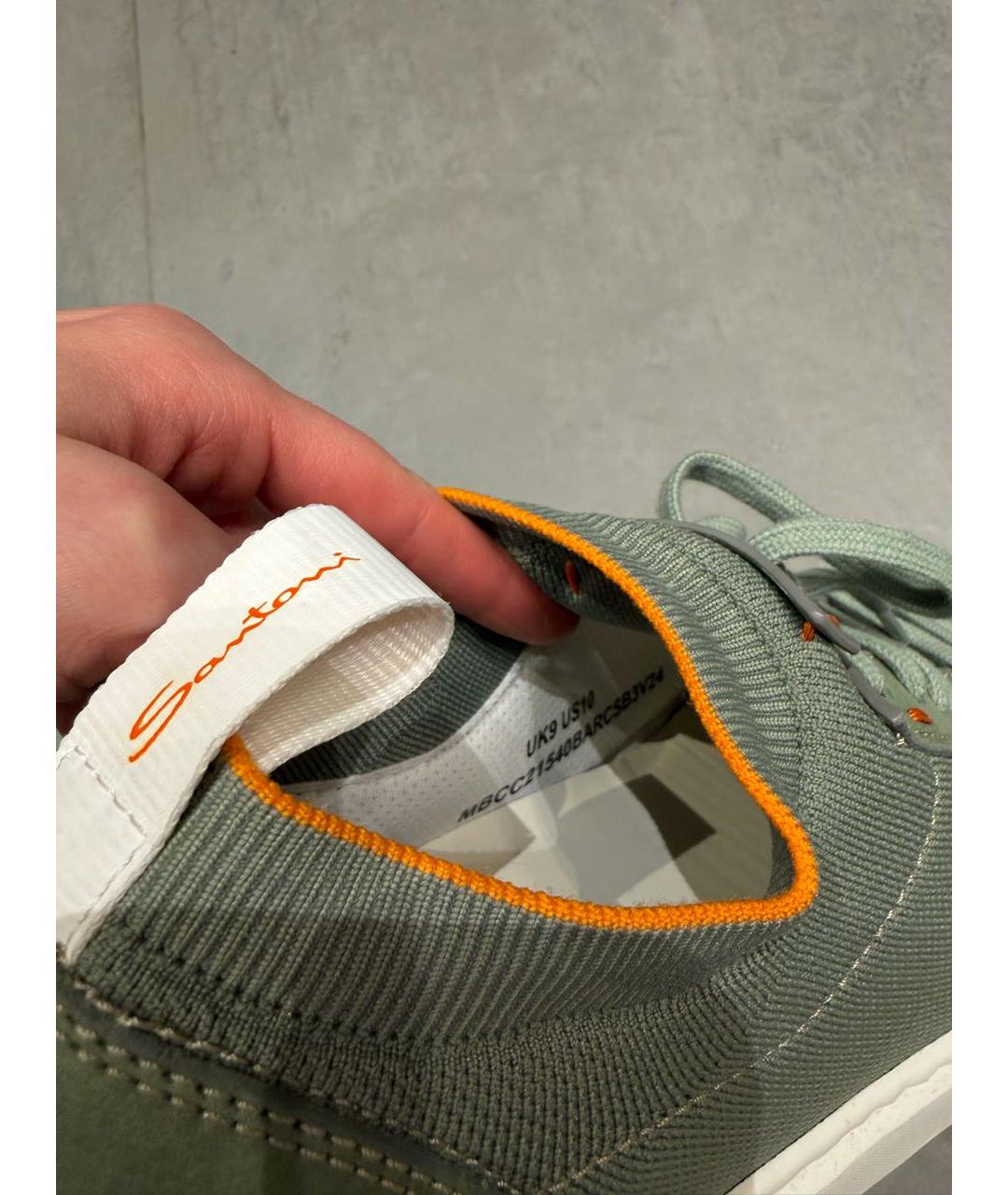 SANTONI Хаки текстильные низкие кроссовки / кеды, фото 4