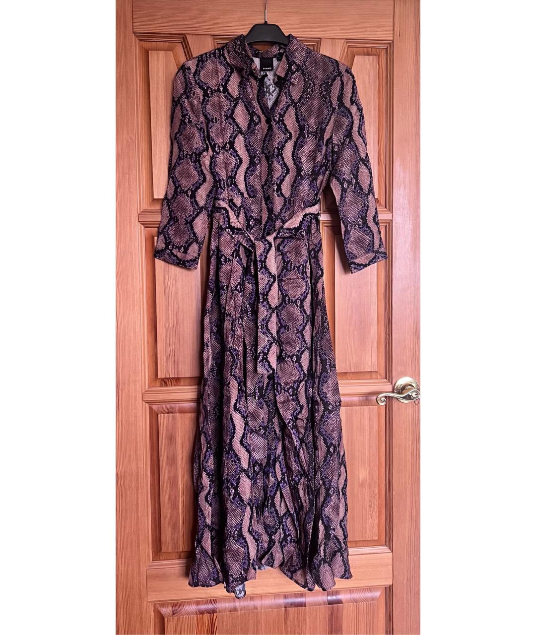 PINKO Коричневое вискозное повседневное платье, фото 4