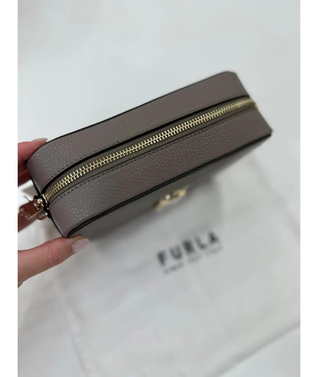 FURLA Серая кожаная сумка через плечо, фото 5