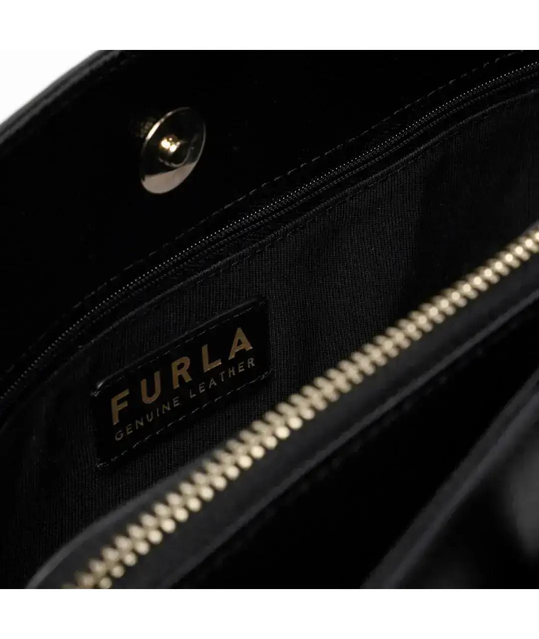 FURLA Черная кожаная сумка с короткими ручками, фото 4