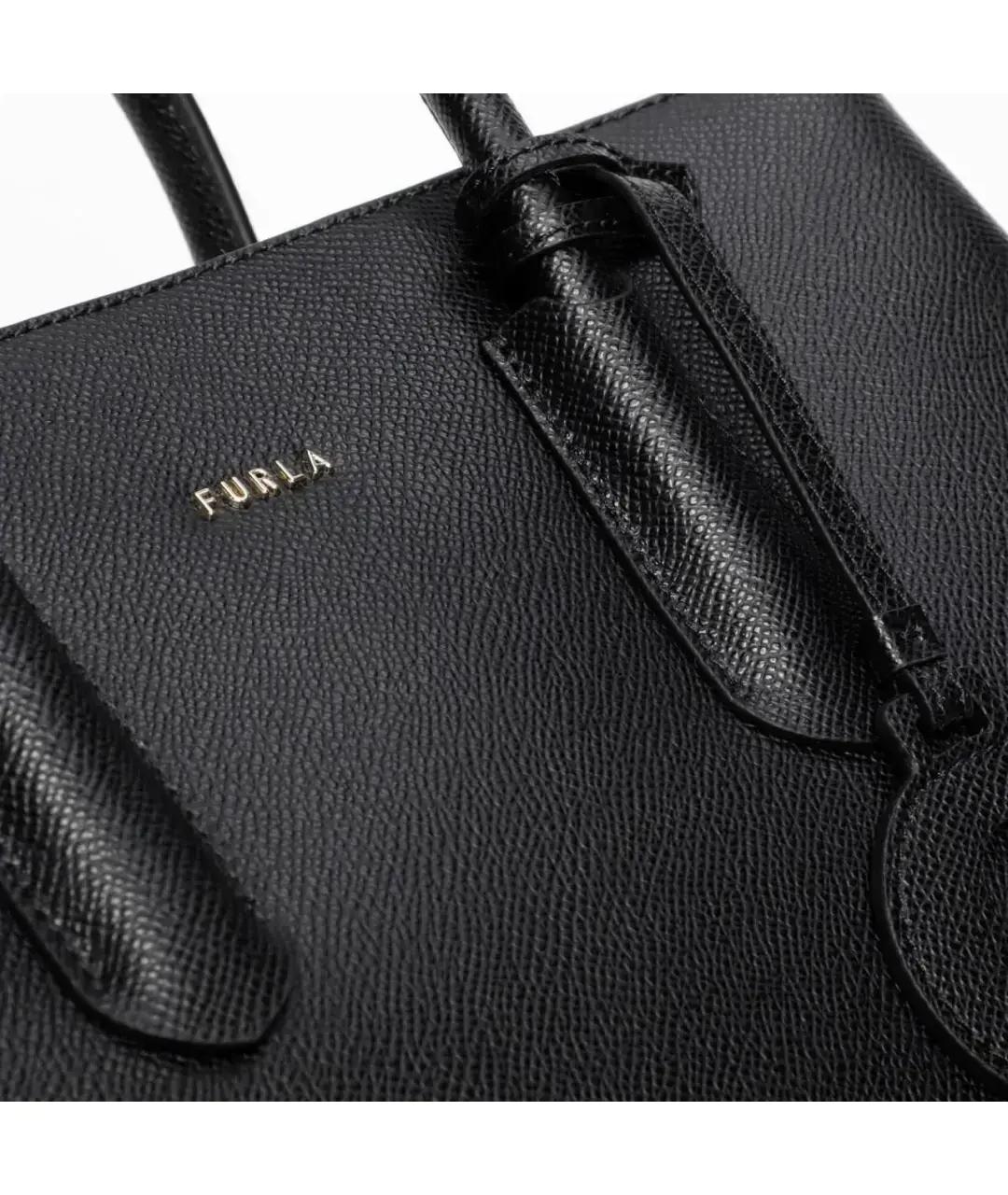 FURLA Черная кожаная сумка с короткими ручками, фото 3