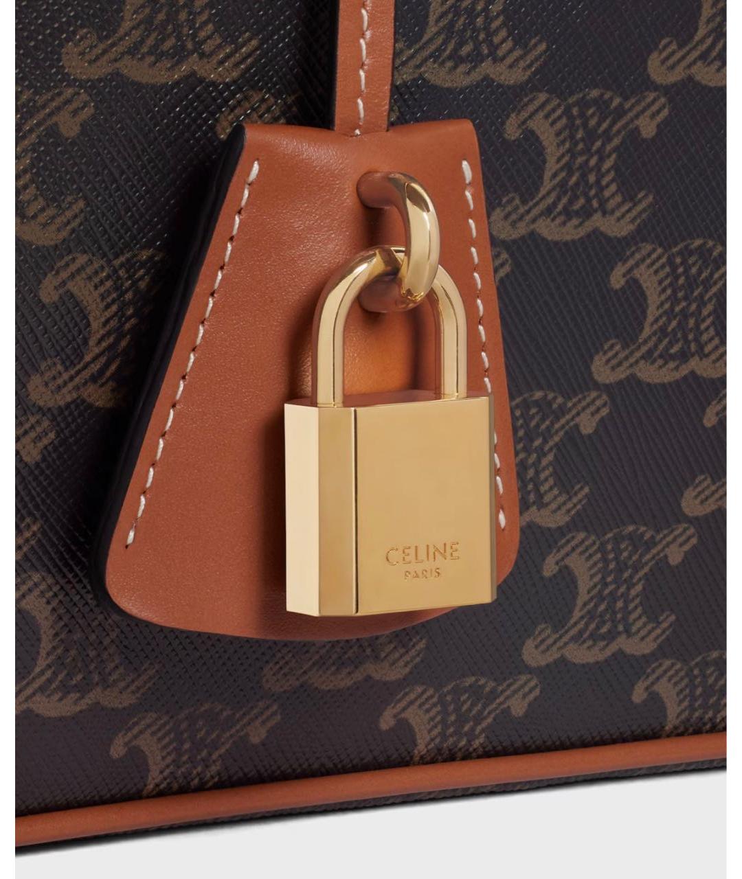 CELINE Коричневая кожаная косметичка, фото 4