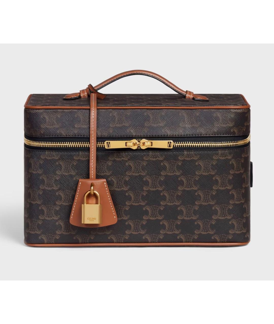 CELINE Коричневая кожаная косметичка, фото 5