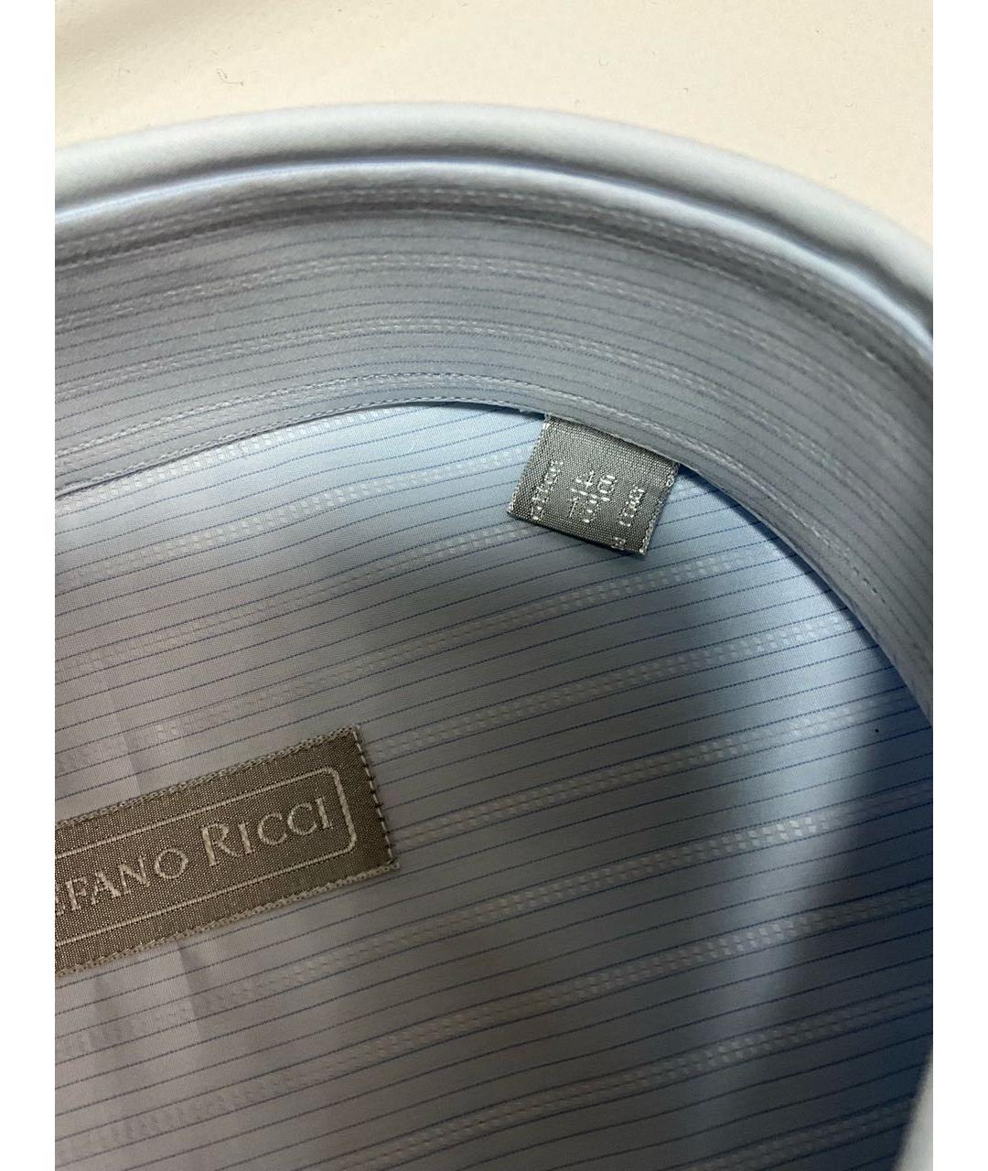 STEFANO RICCI Голубая хлопковая классическая рубашка, фото 5