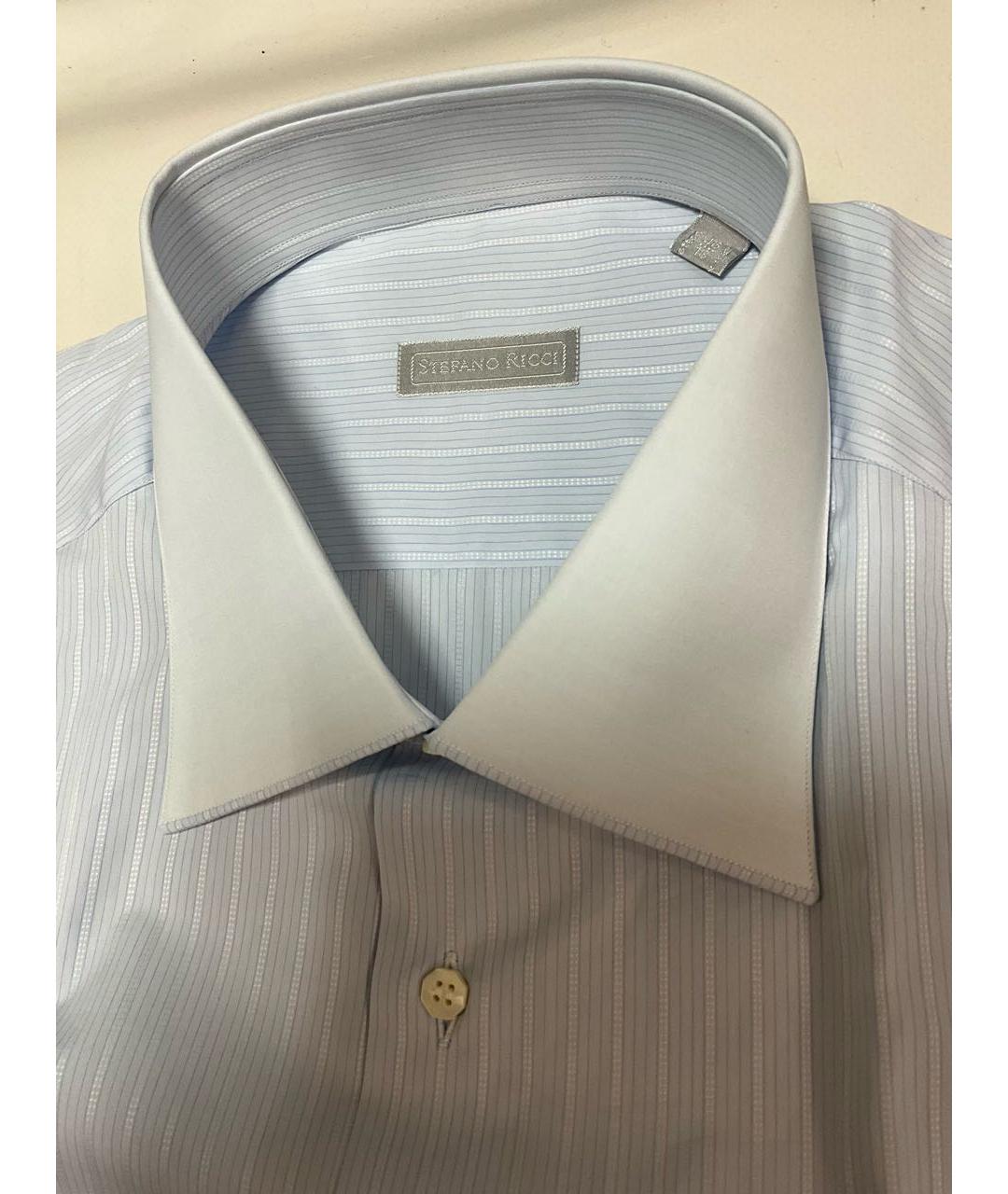 STEFANO RICCI Голубая хлопковая классическая рубашка, фото 4