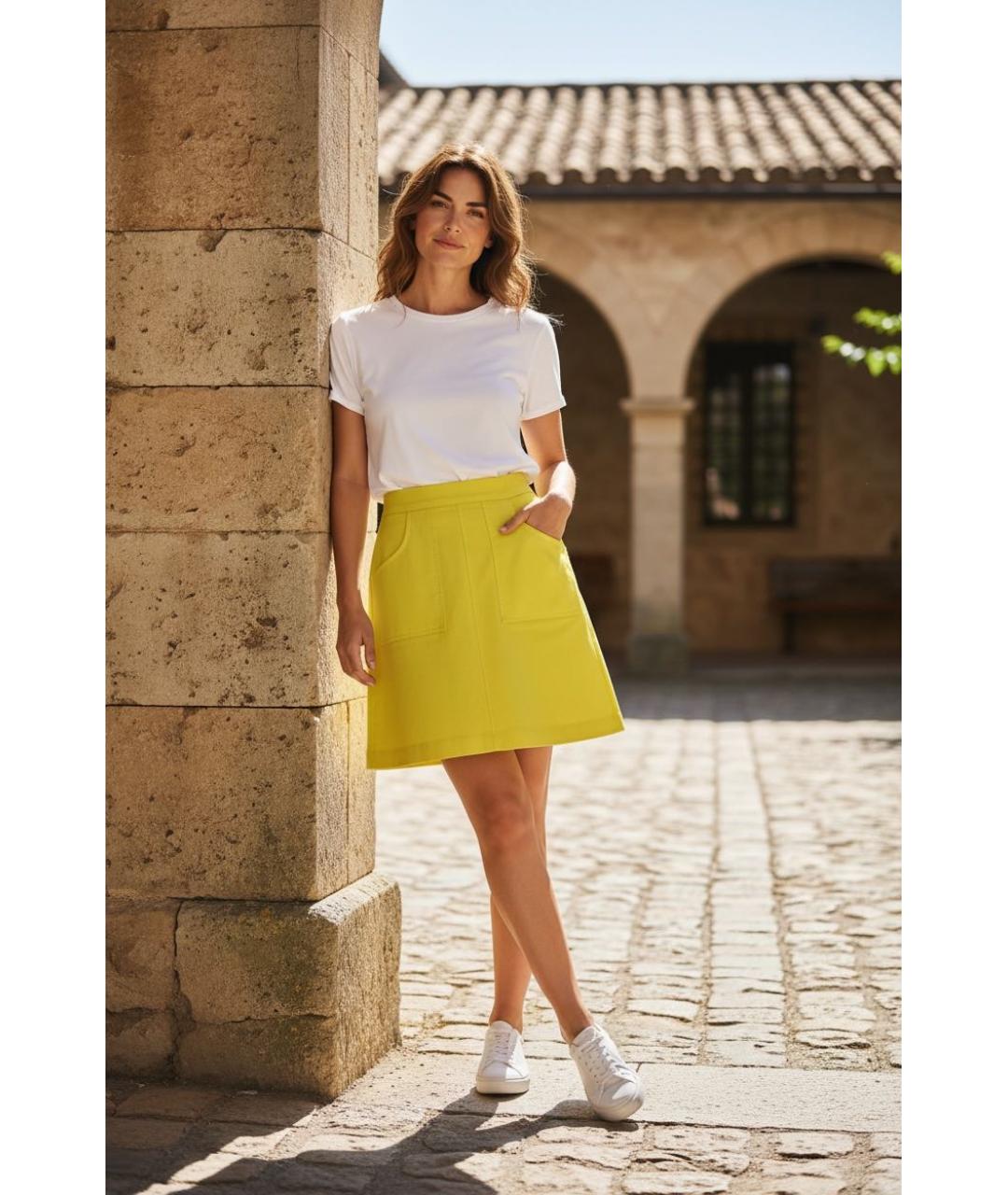 ESCADA Желтая хлопковая юбка миди, фото 6