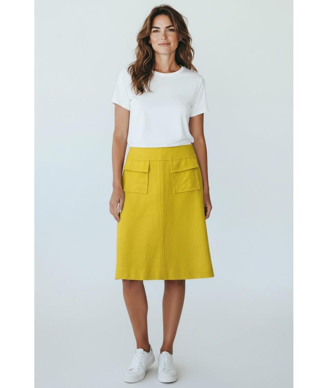 ESCADA Желтая хлопковая юбка миди, фото 8
