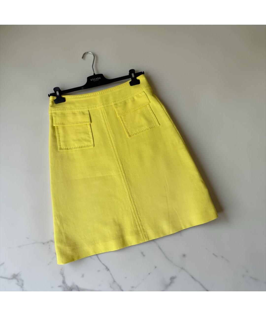 ESCADA Желтая хлопковая юбка миди, фото 3
