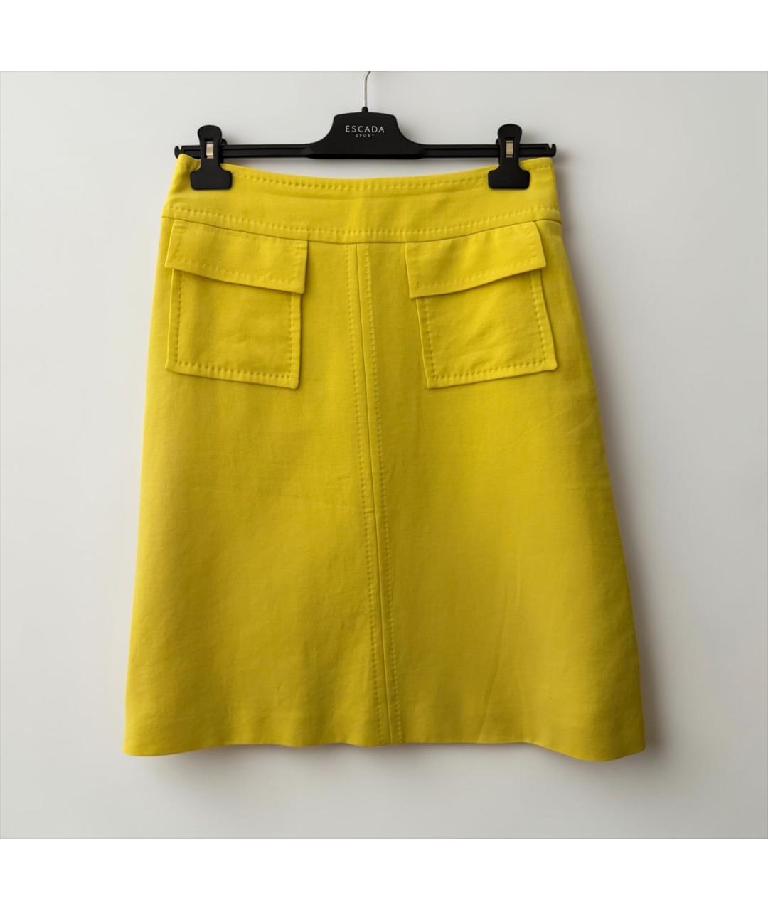ESCADA Желтая хлопковая юбка миди, фото 9