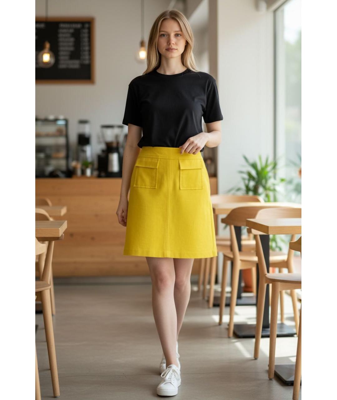 ESCADA Желтая хлопковая юбка миди, фото 7