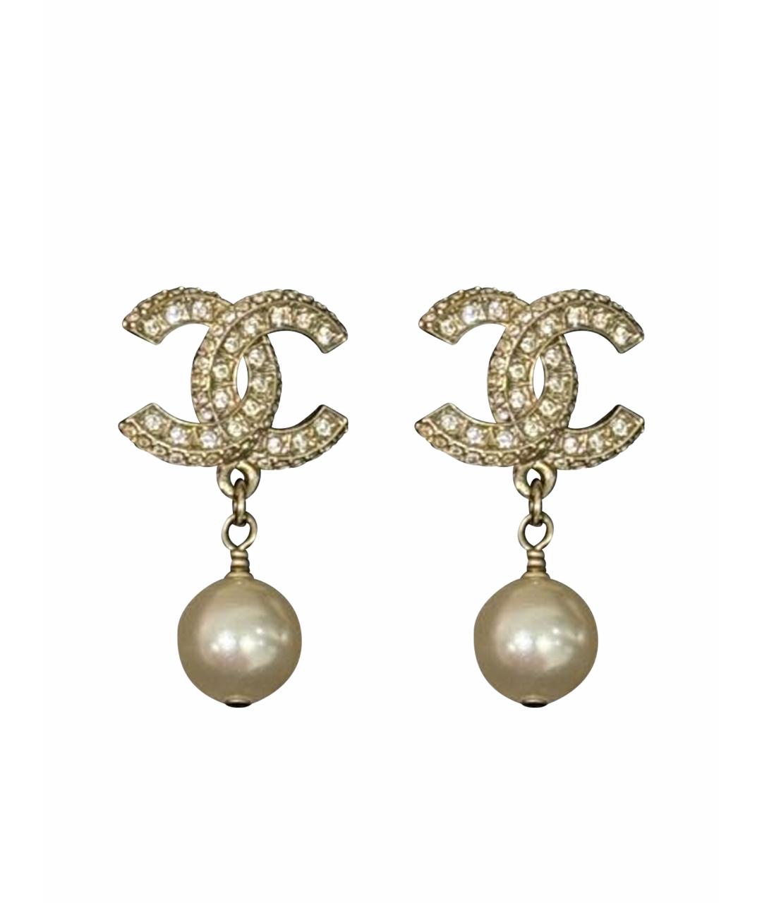 CHANEL Золотые металлические серьги, фото 1