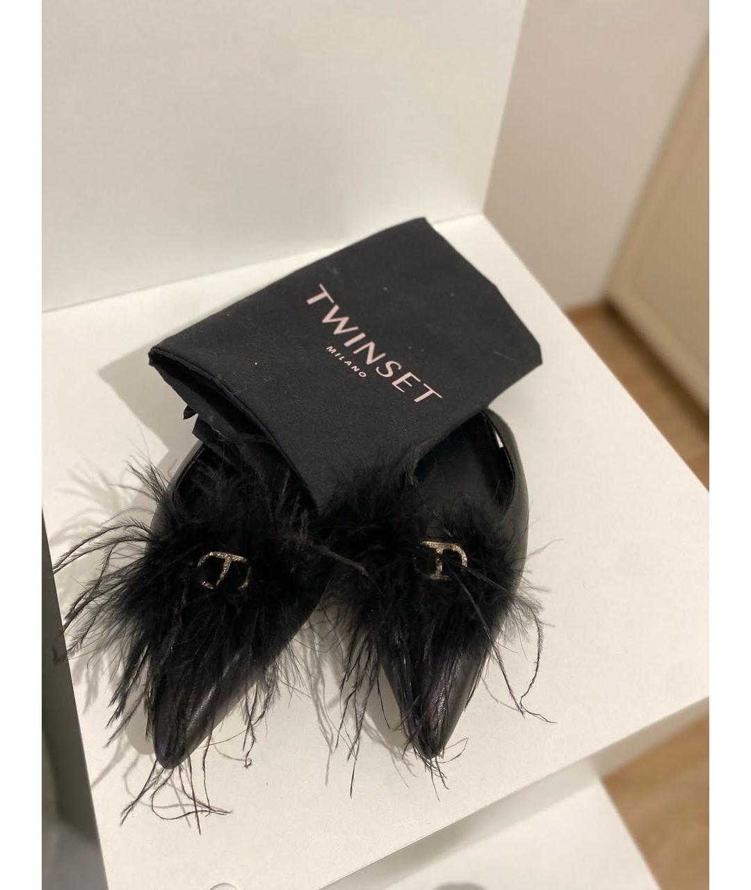 TWIN-SET Черные кожаные балетки, фото 5