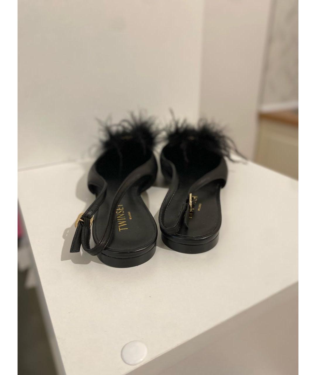TWIN-SET Черные кожаные балетки, фото 3