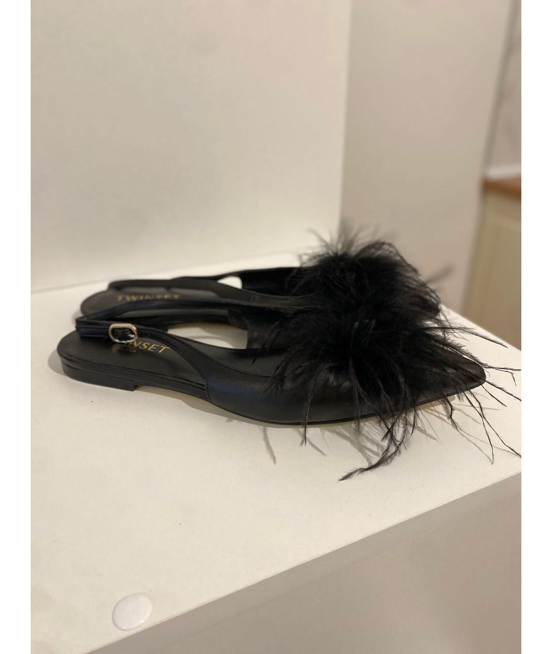 TWIN-SET Черные кожаные балетки, фото 7