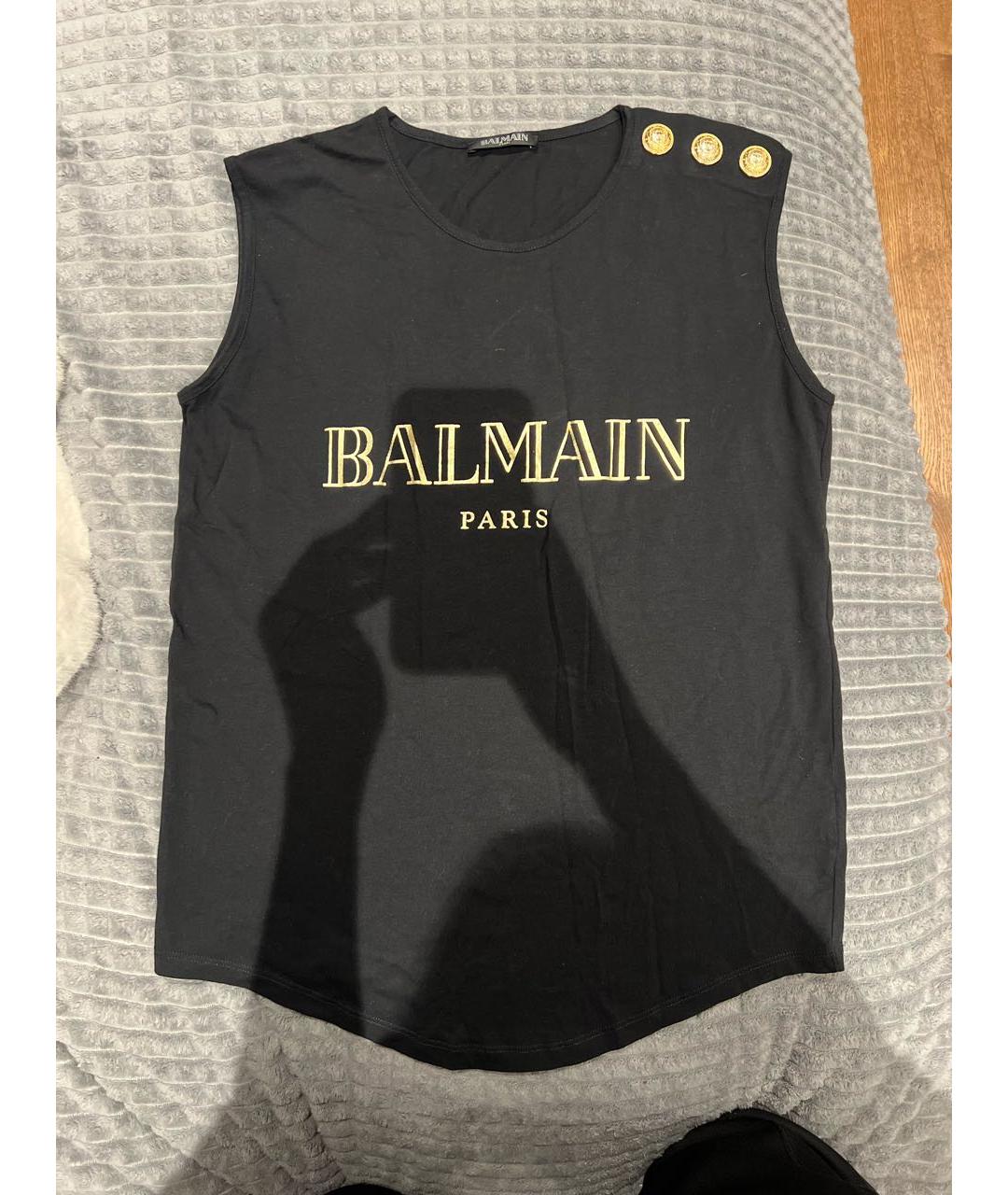 BALMAIN Черная хлопковая футболка, фото 7