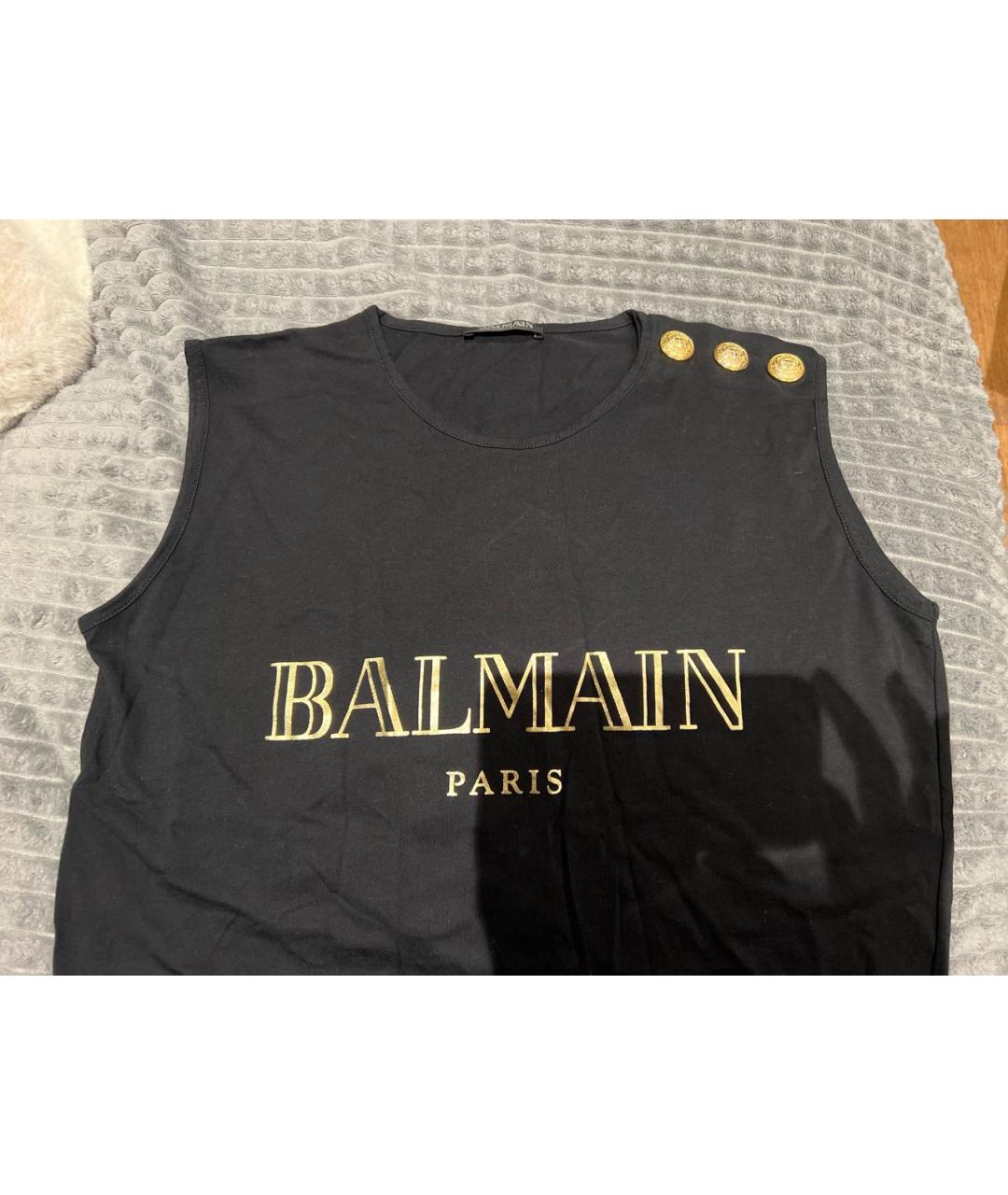BALMAIN Черная хлопковая футболка, фото 3