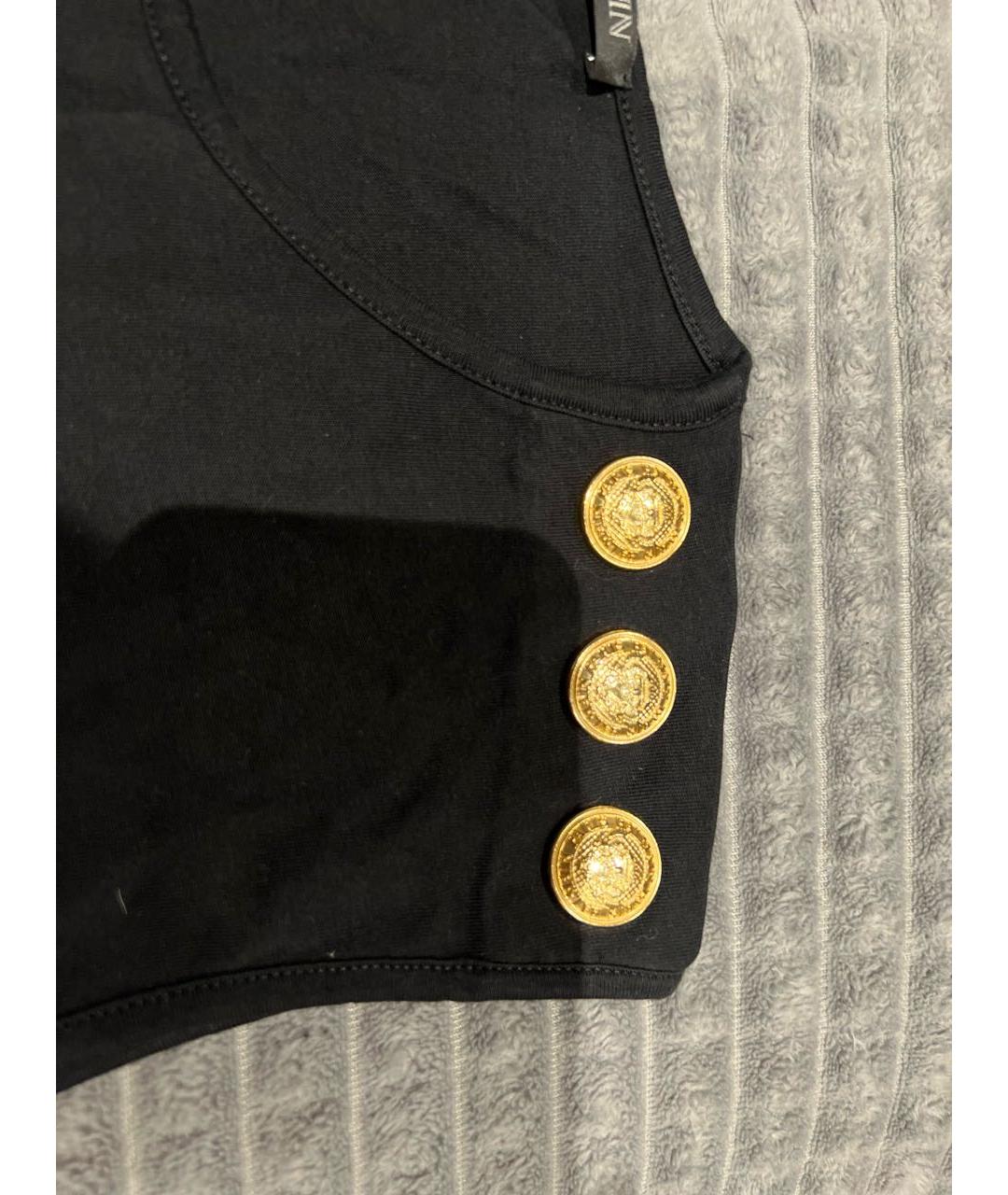 BALMAIN Черная хлопковая футболка, фото 4