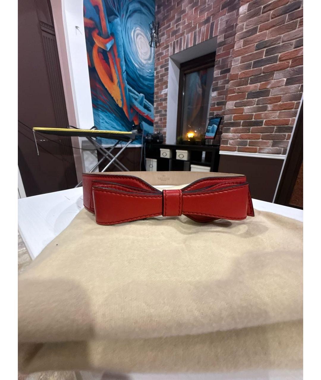 VALENTINO Красный кожаный ремень, фото 2