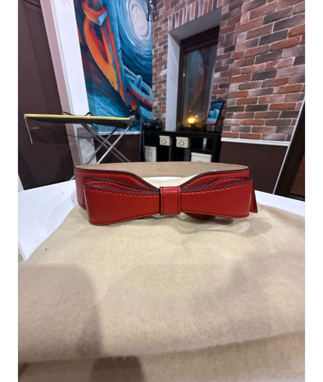 VALENTINO Красный кожаный ремень, фото 4
