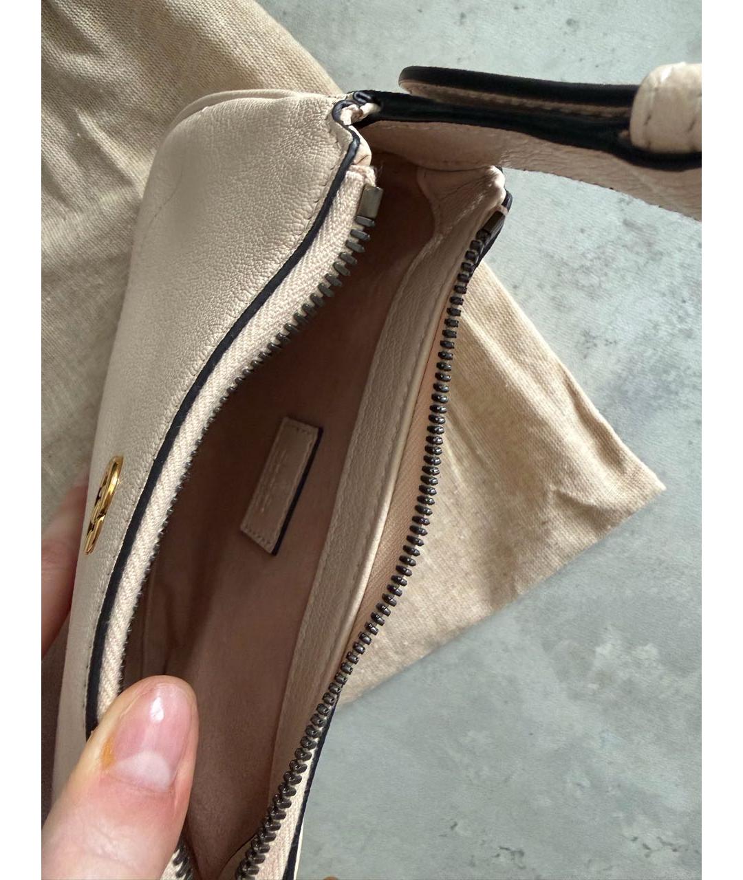 GUCCI Бежевая кожаная сумка с короткими ручками, фото 4