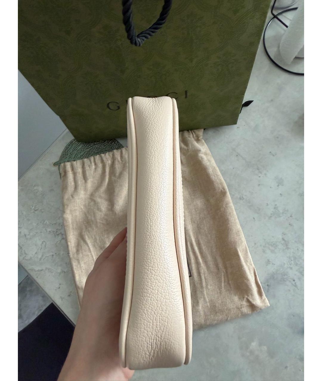 GUCCI Бежевая кожаная сумка с короткими ручками, фото 5