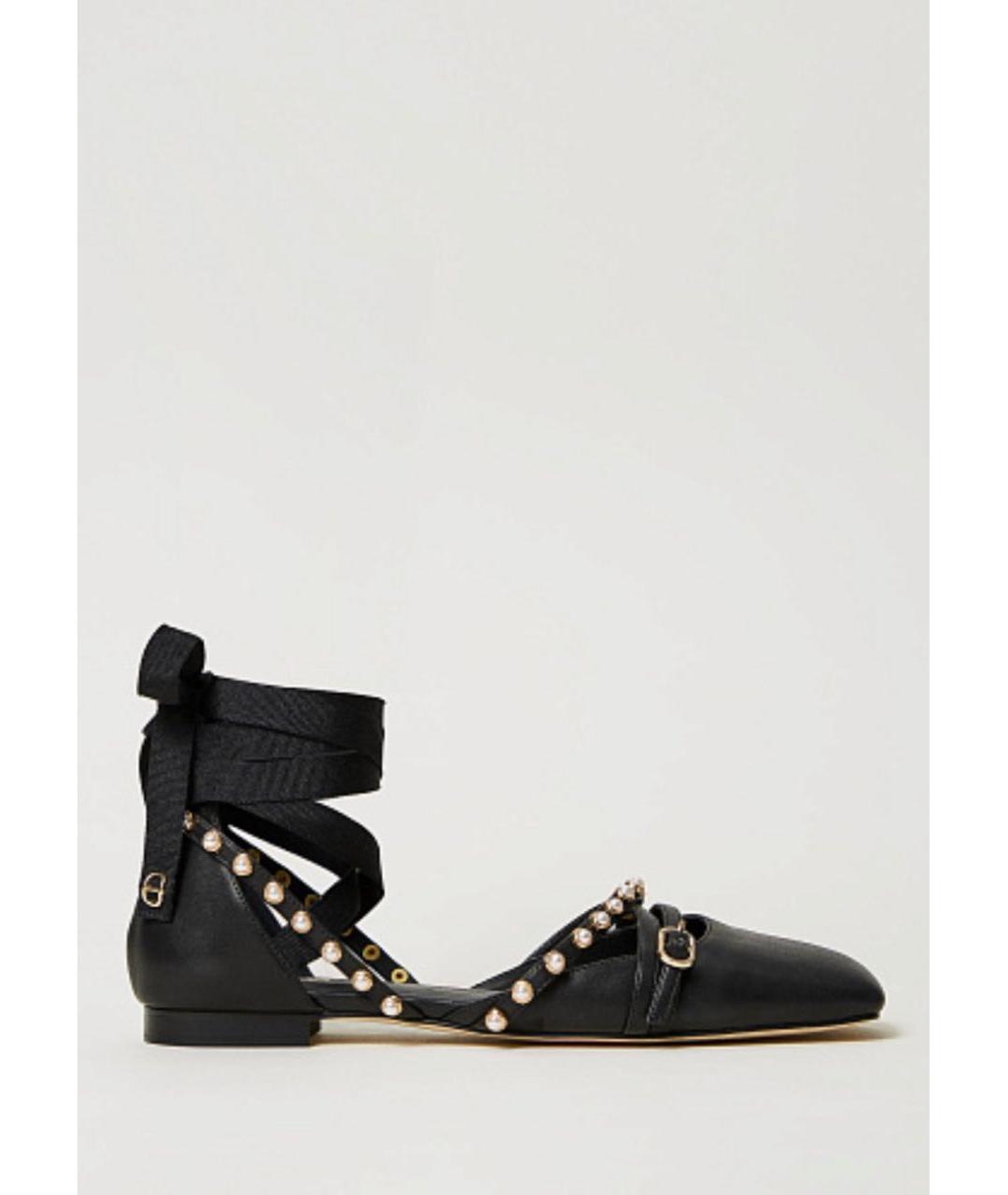 TWIN-SET Черные кожаные балетки, фото 7