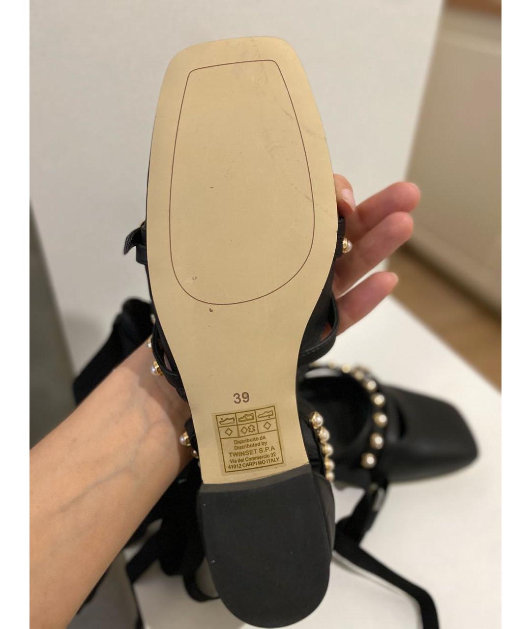 TWIN-SET Черные кожаные балетки, фото 4