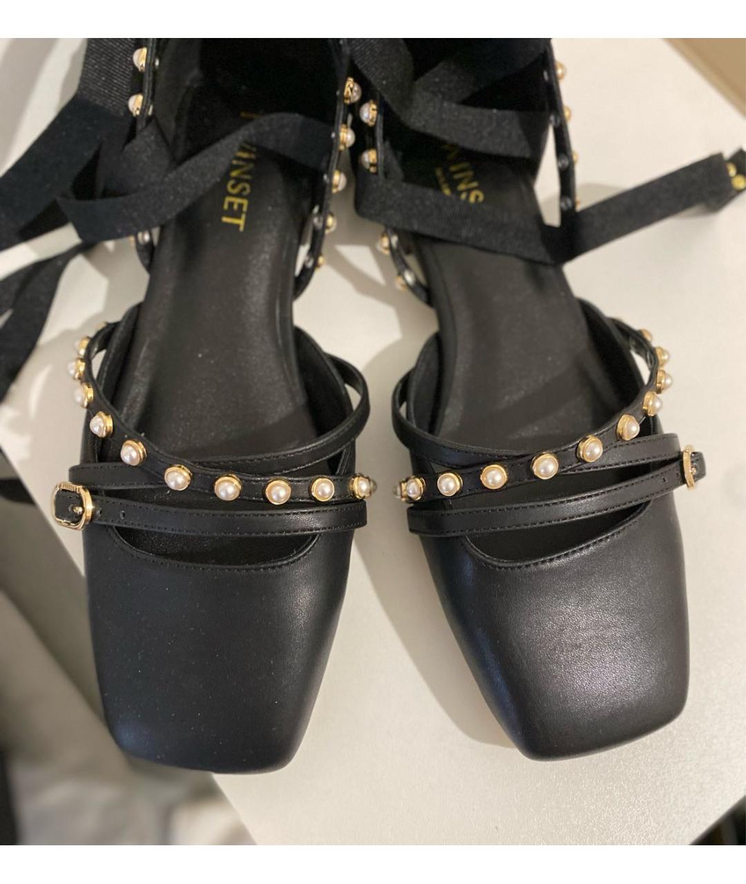 TWIN-SET Черные кожаные балетки, фото 2