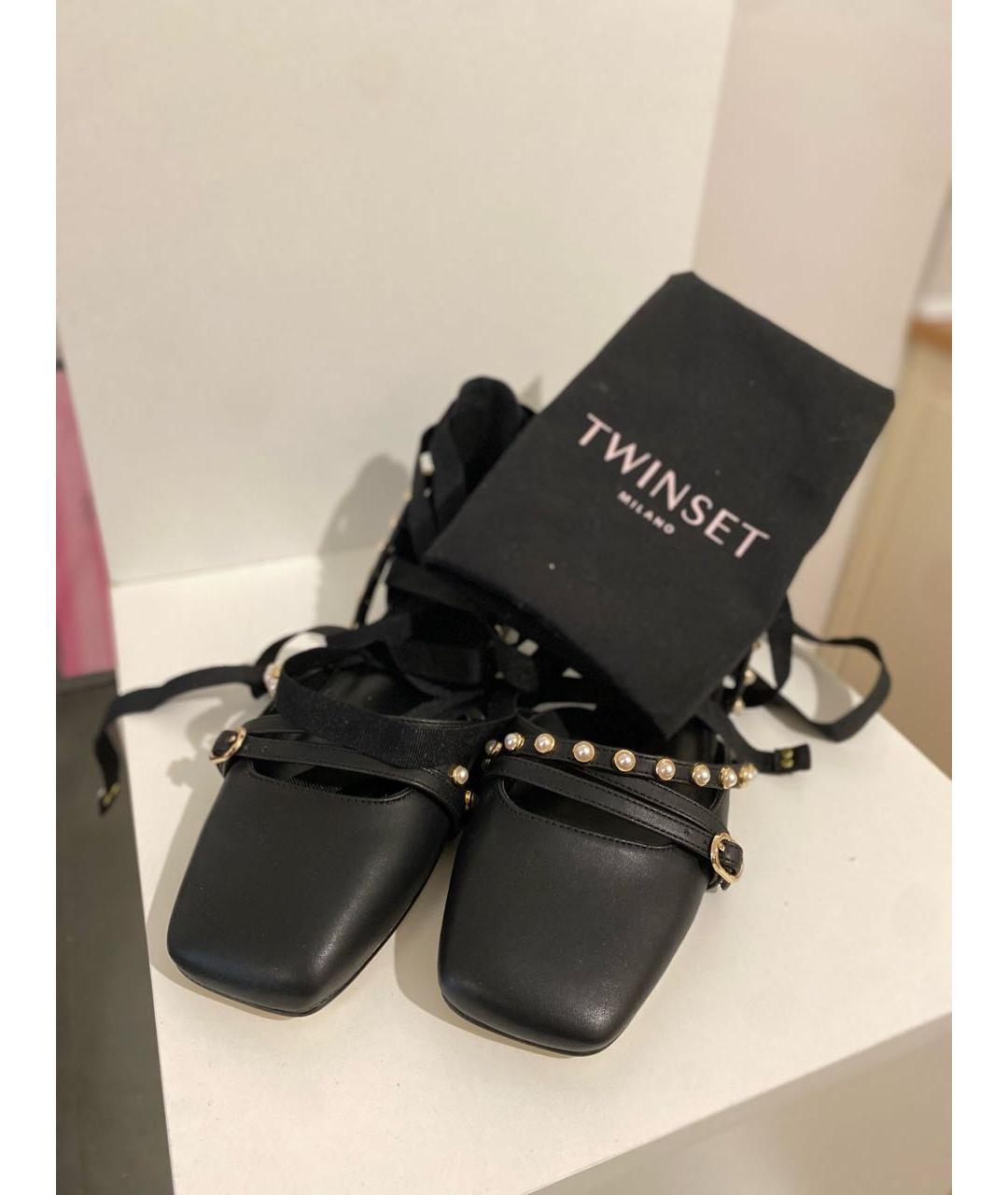 TWIN-SET Черные кожаные балетки, фото 5