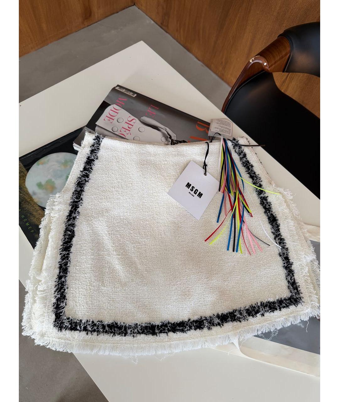 MSGM Белая хлопковая юбка мини, фото 8