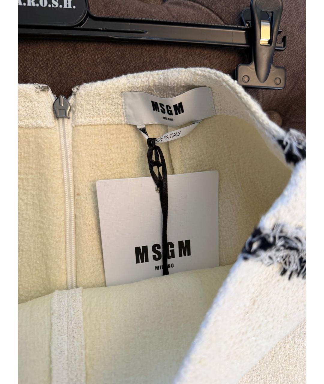 MSGM Белая хлопковая юбка мини, фото 6